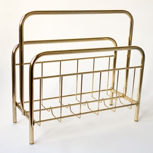 Vintage 70S Magazine Rack,Retro Newspaper Golden Stand,Hollywood Regency Home Decoration,Vintage Book Rack, OOAK Coffee Table Magazine Rack