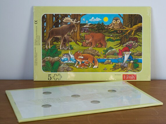 Vintage Ikea Children S Puzzle Of Forest Animals And Gnome Etsy