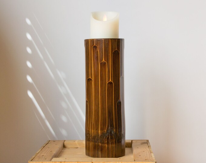 Vintage Bamboo Candle Holder Bohemian,candelero De Bambú,bougeoir En