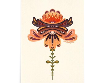Fantasy Flower Orange II Poster