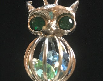 Vintage SIlvertone Owl Pendant