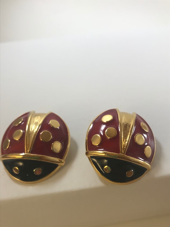 Large Lady Bug Earrings - image 1