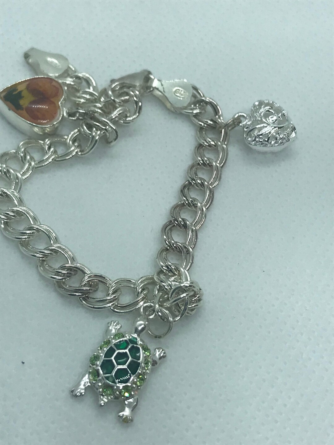 925 Chain Link Charm Bracelet Etsy