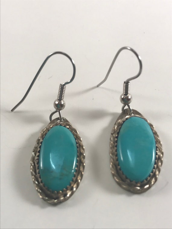 Oval Shape Turquoise Earrings
