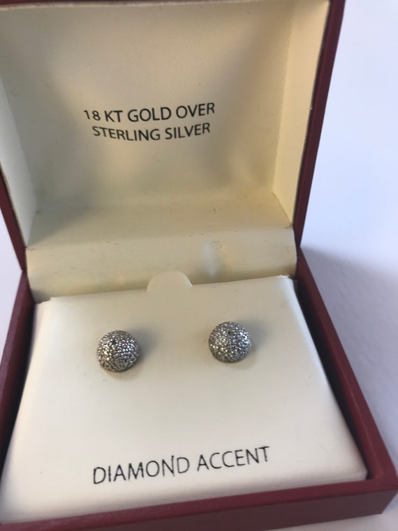 18 k Gold Sterling Silver Earrings - image 2