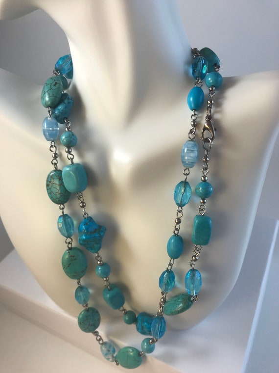 Turquoise Two Strand Beaded Necklace