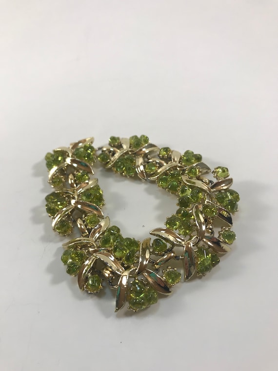 Light Green and Gold Tone Vintage Bracelet