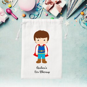 Prince Favor Bag-Prince Charming Birthday Favor Bags-Kids favor Bags-Kids Birthday Party Bags Personalized Favor Bags-Custom Favor-SET of 5 image 1