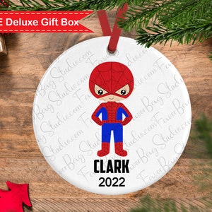 Superhero Christmas Ornament-Boys Christmas ornament-Personalized Superhero Christmas ornament kids-superhero gift-Superhero keepsake