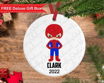 Adorno de Navidad de Superhéroes-Adorno de Navidad de Niños-Adorno de Navidad de Superhéroes Personalizados para niños-Regalo de Superhéroes-Recuerdo de Superhéroes