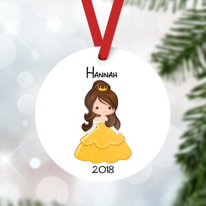 Princess Belle Christmas Ornament-Beauty & the beast Ornament-Disney Princess Christmas ornament-Personalized christmas ornament kids
