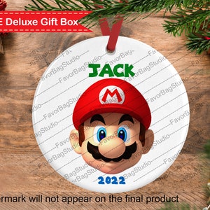 Mario Christmas Ornament-Kids Christmas Ornament-personalized ornament kids-Game Christmas Ornament-Mario keepsake