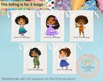 Encanto inspired Favor Bags-Casita Encanto Inspired party Bag-Kids Birthday Party Bags-Mirabel & Bruno Antonio Encanto goodie bag set of 5