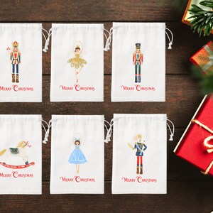 Nutcracker Favor Bags-Christmas Party Bag-Holiday Goodie Candy Bags-Nutcracker gift bag-Christmas gift bag-Nutcracker Christmas bag Set of 6