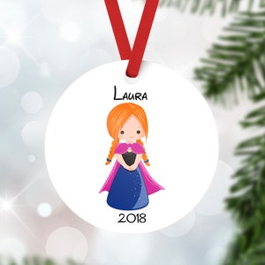 Anna Frozen Christmas Ornament-Princess Ornament-Disney Princess Christmas ornament-Personalized christmas ornament kids-Princess Anna