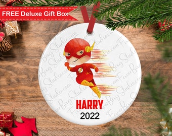 2.5" THE FLASH CHRISTMAS TREE ORNAMENT red dc comic superhero holiday gift PVC 