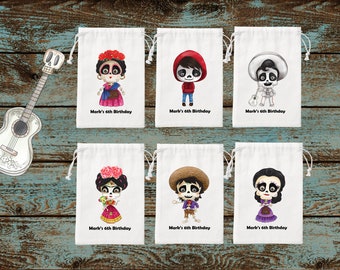 Coco Movie Favor Bag-Kids Birthday Favor Bags-Miguel Coco favor Bags-Ernesto de la Cruz Party  favor Bags-Miguel Coco Movie favor-SET of 6