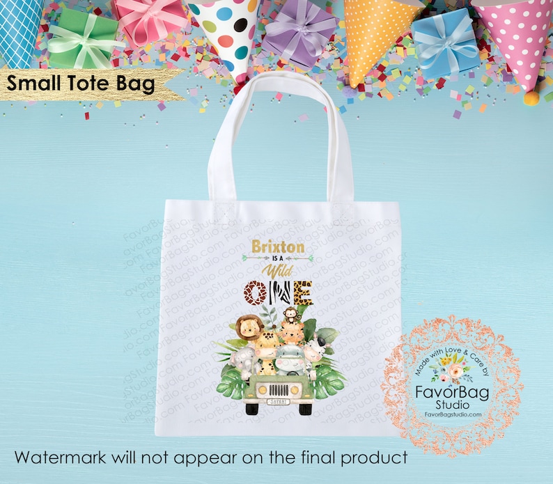Wild One Favor Bags First Birthday Favor Bags-Safari favor Bags-Kids Party Bags Personalized Favor Bags-Custom Goodie Bags-SET of 5 image 6
