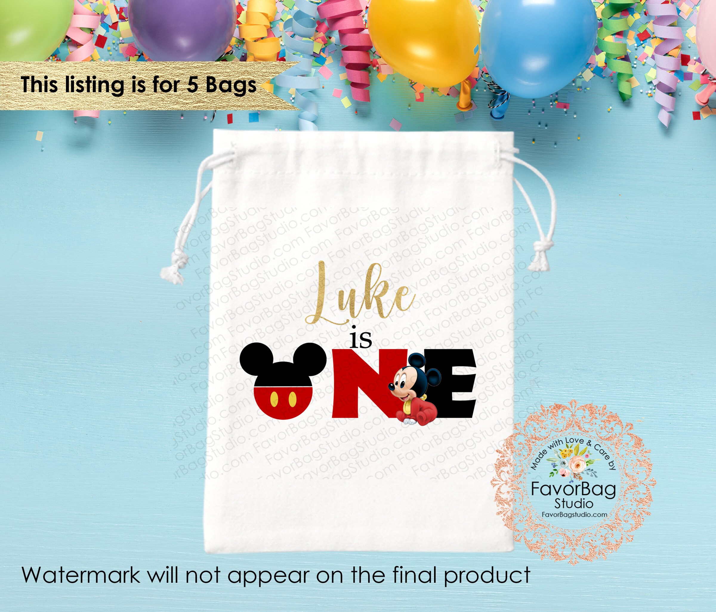 Baby Mickey Favor Bag-mickey First Birthday Goodie Bag