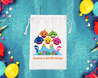 Baby Shark Favor Bags-Birthday Favor Bag-Shark favor Bag-Kids Birthday Party Bags- Personalized Favor Bags-Baby Shark Goodie Bags Set of 5