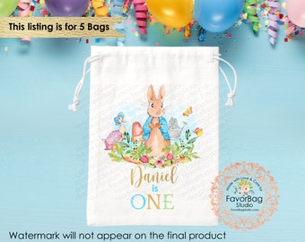 Peter Rabbit Favor Bags-First Birthday Peter Rabbit Party Bags-Kids Peter Rabbit Party Bags-Beatrix Potter Peter Rabbit Goodie Bags-SET of 5