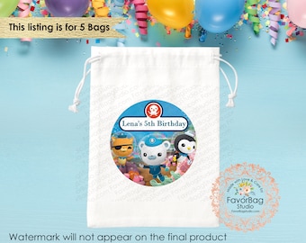 Octonauts Favor Bags-Birthday Favor Bags-Octonauts Party supply-Kids Birthday Party Bags-Personalized Favor Bags-Custom GoodieBag Set of 5