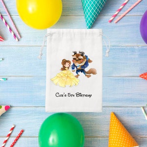 Beauty and the beast Favor Bags-Kids Birthday Party Bags-Personalized Favor Bags-Beauty and the beast Bag-Disney Princess Favor Bag-SET of 5