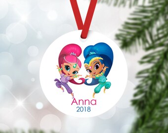 Shimmer & Shine adorno de navidad-Niñas Navidad ornamento-bebé primera Navidad-personalizado navidad adorno niños-shimmer y brillo