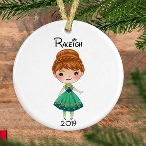 Anna Frozen Christmas Ornament-Princess Ornament-Disney Princess Christmas ornament-Personalized christmas ornament kids-Princess Anna