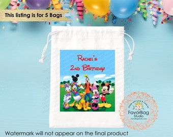 Mickey Mouse Clubhouse Favor Bag-Disney Birthday Favor Bag-Personalized  Birthday Favor Bags-Disney Mickey and Minnie-Custom bag-SET of 5