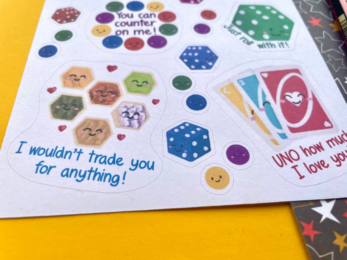 Cute Board Game Pun Stickers Handmade and Digitally Etsy