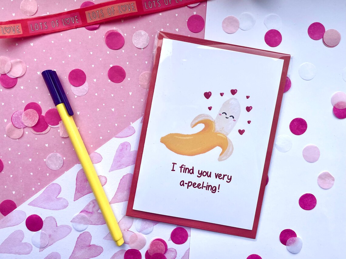 Cute Love/Valentines Banana Card Pun I find you very Etsy