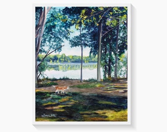 Algonkian Park Art Print Potomac River Watercolor Painting Sterling Virginia Loudoun County