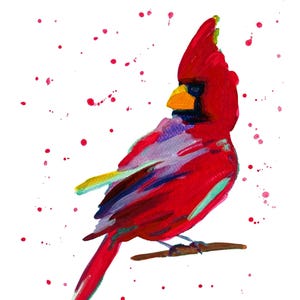 Cardinal Painting Art Print Bird Watercolor Artwork