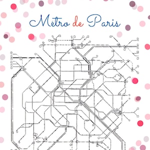 Paris Frankreich Metro Map 12x16 Kunstdruck, Métro de Paris