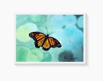 Monarch Butterfly Watercolor Painting Art Print