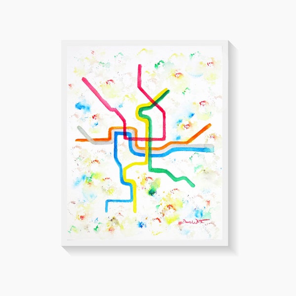 Washington DC Metro Map Art Print District of Columbia Home Decor