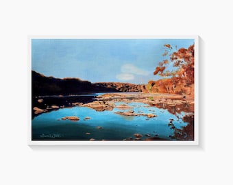 Billy Goat Trail Painting Art Print, Potomac River Art, Great Falls Montgomery County Maryland Artwork