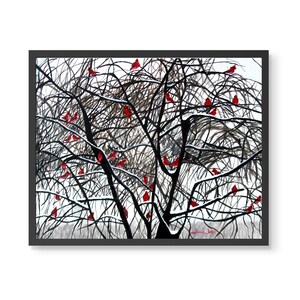 Winter Cardinals Painting Art Print Snowy Tree image 2