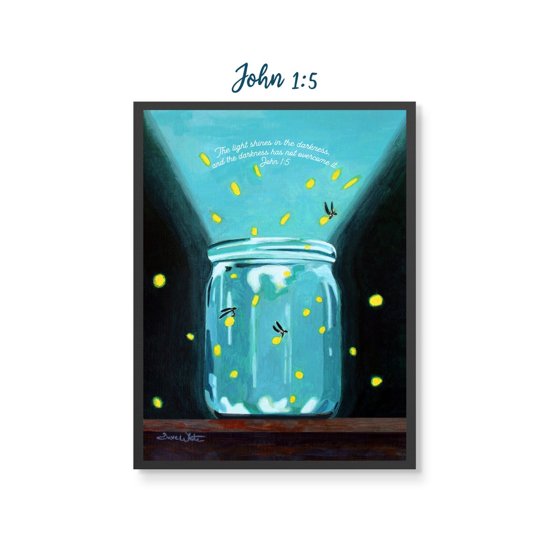 john-1-verse-5-bible-art-print-fireflies-in-a-jar-painting-etsy