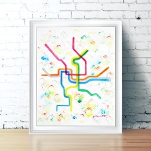 Washington DC Metro Map Art Print District of Columbia Home Decor image 4