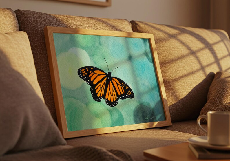 Monarch Butterfly Watercolor Painting Art Print Orange Insect Artwork ...