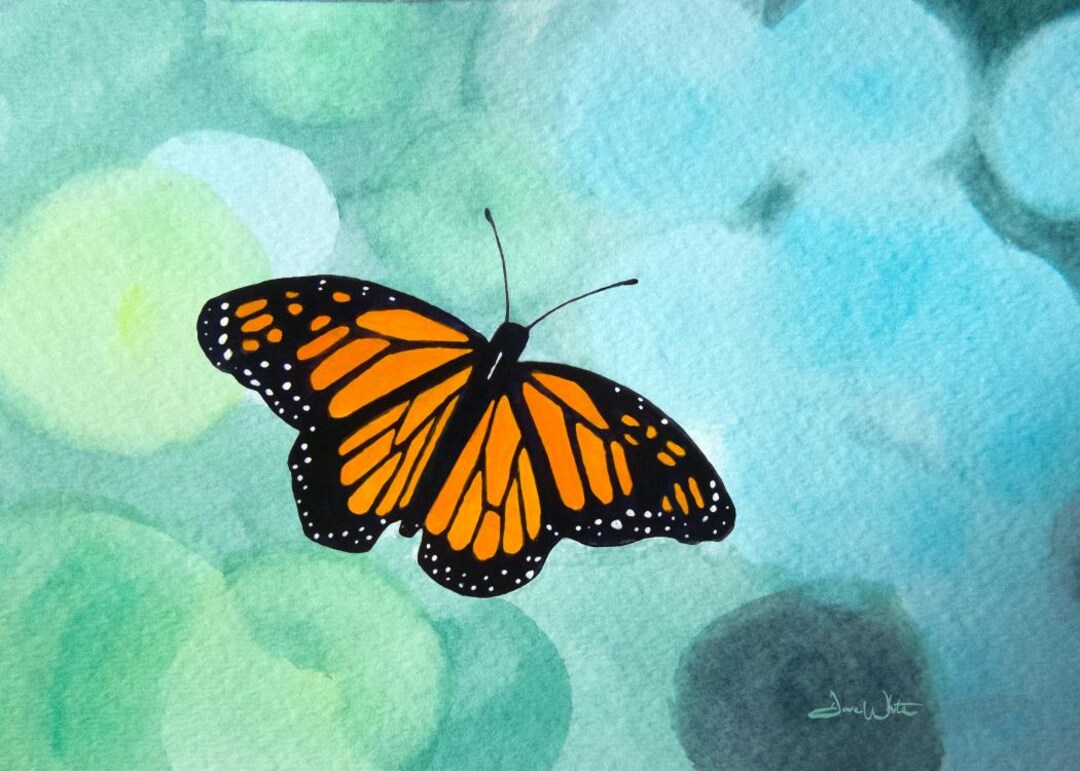 Monarch Butterfly Watercolor Painting Art Print Orange Insect Artwork ...