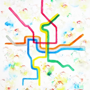 Washington DC Metro Map Art Print District of Columbia Home Decor