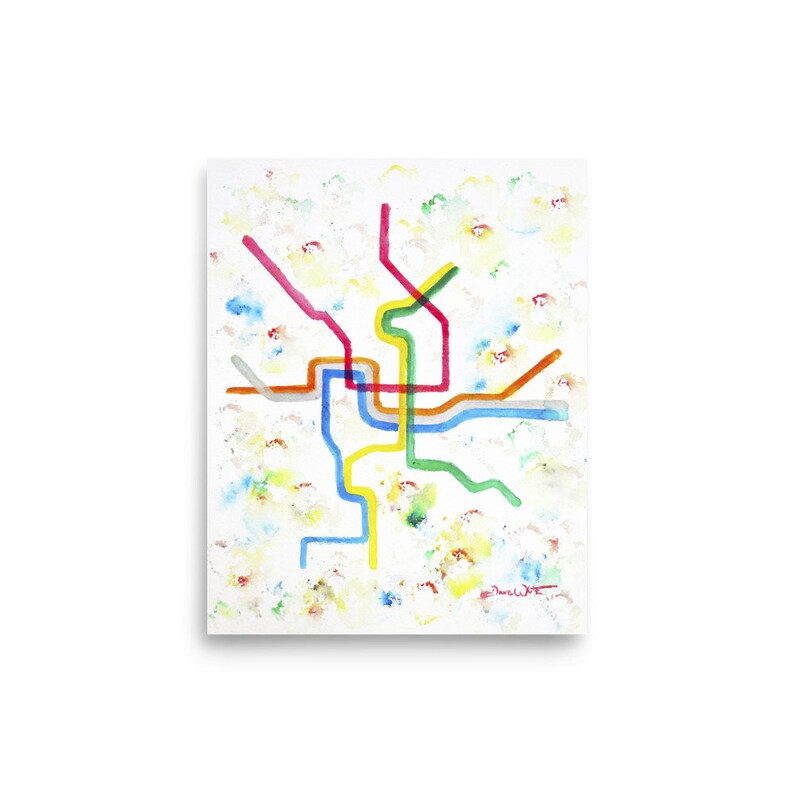 Washington DC Metro Map Art Print District of Columbia Home Decor image 3