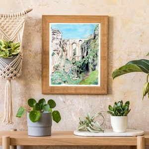 Ronda Spain Painting Art Print Andalucia Watercolor, Spain Wall Art image 4