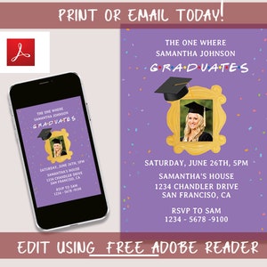 Editable / Friends / TV Show / Invitation / Theme / Graduation / tv show invitation / tv show instant download / graduates / Friends Theme