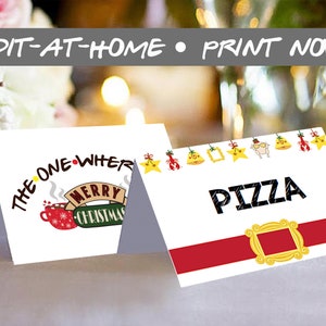 EDITABLE / Friends / tv show / Christmas / Theme / Friendsmas / Place / Food / tent / cards / label / tags / printable / instant download