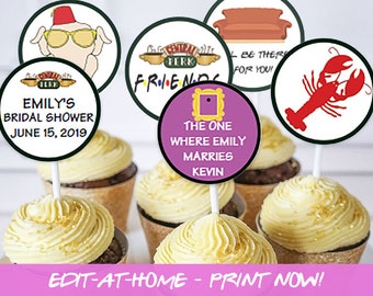 Friends / TV Show / Bridal Shower / Cupcake Toppers / Central Perk / Birthday / Party / Theme / instant download /  printable / circles