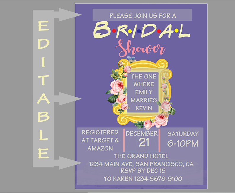 Bridal / Shower / Friends / TV Show / Brunch / Invitation / Etsy